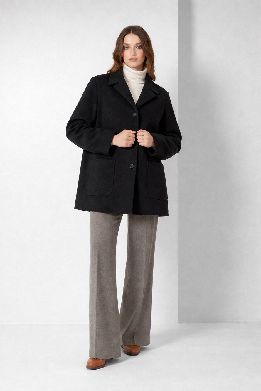 Cinzia Rocca Wool Cashmere Luxury Winter Coat Black Jacket Oversized
